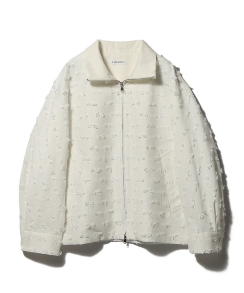 ESTNATION（エストネーション）の「ESTNATION / リボンカットジャガードブルゾン（ブルゾン・レディース・ホワイト/ブラック・FREE）」の6枚目の写真