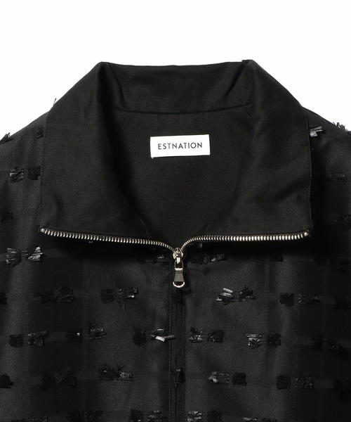 ESTNATION（エストネーション）の「ESTNATION / リボンカットジャガードブルゾン（ブルゾン・レディース・ホワイト/ブラック・FREE）」の9枚目の写真