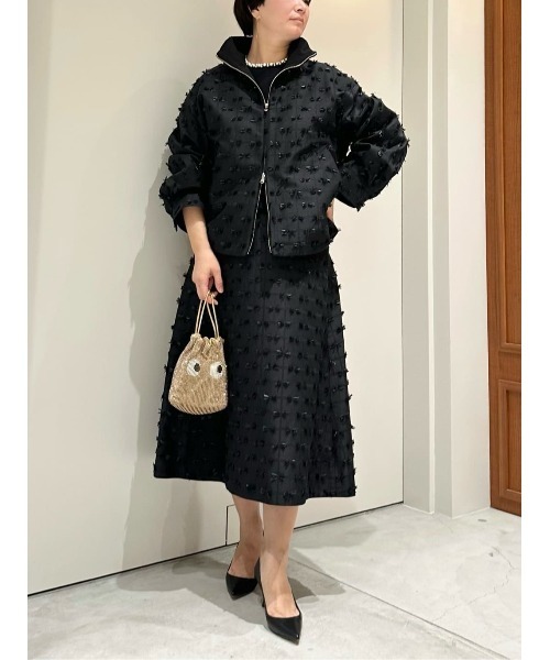 ESTNATION（エストネーション）の「ESTNATION / リボンカットジャガードブルゾン（ブルゾン・レディース・ホワイト/ブラック・FREE）」の15枚目の写真