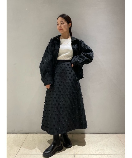 ESTNATION（エストネーション）の「ESTNATION / リボンカットジャガードブルゾン（ブルゾン・レディース・ホワイト/ブラック・FREE）」の20枚目の写真