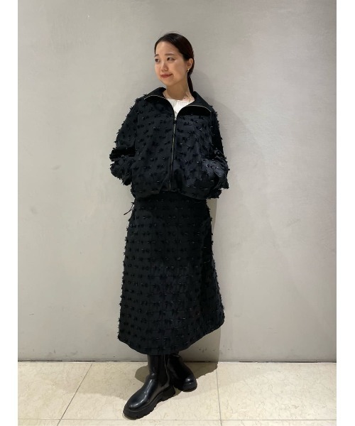 ESTNATION（エストネーション）の「ESTNATION / リボンカットジャガードブルゾン（ブルゾン・レディース・ホワイト/ブラック・FREE）」の21枚目の写真