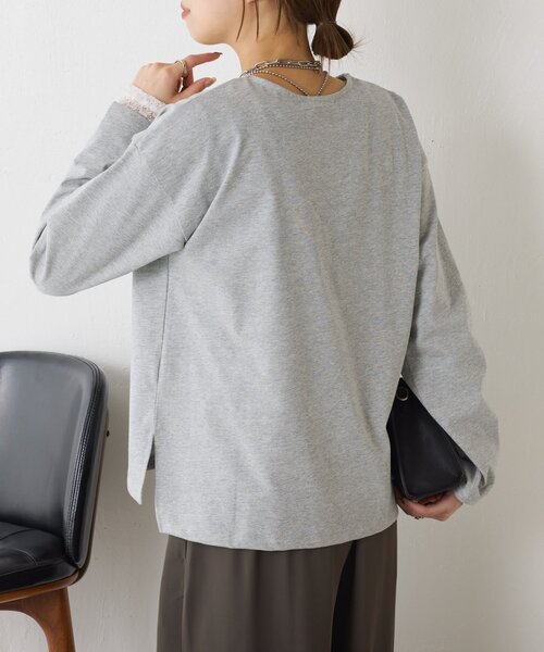 Jena espace merveilleux（ジェナ　エスパスメルヴェイユ）の「エンボスロゴカットソー（Tシャツ/カットソー・レディース・オフホワイト/グレー/チャコールグレー・FREE）」の9枚目の写真