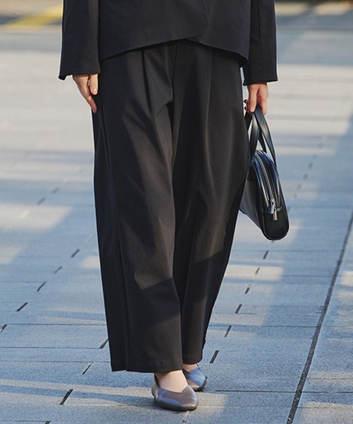 studio CLIP（スタディオクリップ）の「【WEB限定】楽ストレッチストレートパンツ《オケージョン2026SS》（スラックス・レディース・ネイビー/ブラック/ライトベージュ・MEDIUM/LARGE/ﾌﾘｰ(L)/PF）」の4枚目の写真