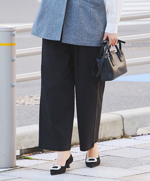 studio CLIP（スタディオクリップ）の「【WEB限定】楽ストレッチストレートパンツ《オケージョン2026SS》（スラックス・レディース・ネイビー/ブラック/ライトベージュ・MEDIUM/LARGE/ﾌﾘｰ(L)/PF）」の5枚目の写真