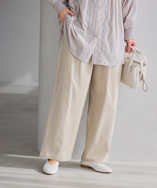 studio CLIP（スタディオクリップ）の「【WEB限定】楽ストレッチストレートパンツ《オケージョン2026SS》（スラックス・レディース・ネイビー/ブラック/ライトベージュ・MEDIUM/LARGE/ﾌﾘｰ(L)/PF）」の16枚目の写真