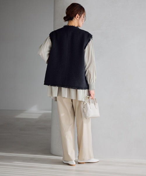 studio CLIP（スタディオクリップ）の「【WEB限定】楽ストレッチストレートパンツ《オケージョン2026SS》（スラックス・レディース・ネイビー/ブラック/ライトベージュ・MEDIUM/LARGE/ﾌﾘｰ(L)/PF）」の17枚目の写真