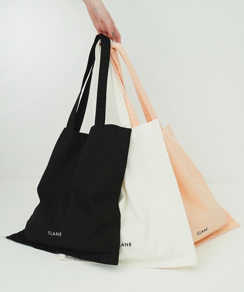 CLANE（クラネ）の「FABRIC TOTE BAG（トートバッグ・レディース・ブラック/アイボリー/ピンク・F）」の2枚目の写真
