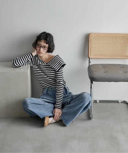 THE YOn（ザヨン）の「ウエストタックワイドパンツ　デニム/ツイル（デニムパンツ・レディース・セージグリーン/ブラック/ライトブルー/グレイッシュベージュ・S/M/XS）」の20枚目の写真