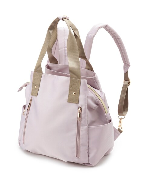 SHOO・LA・RUE（シューラルー）の「【撥水／2WAY】トートにもなる低反発ベルトの3層リュック（バックパック/リュック・レディース・ライトパープル/ベージュ/ブラック・00）」の12枚目の写真
