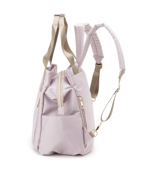 SHOO・LA・RUE（シューラルー）の「【撥水／2WAY】トートにもなる低反発ベルトの3層リュック（バックパック/リュック・レディース・ライトパープル/ベージュ/ブラック・00）」の14枚目の写真