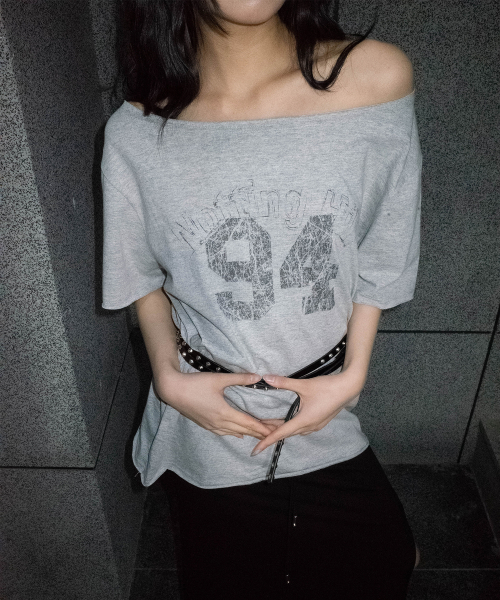 CHICKS(チックス)の「ノッティングヒルフェミニンワンショルダー半袖メランジ(Tシャツ/カットソー・レディース・その他・FREE)」の1枚目の写真