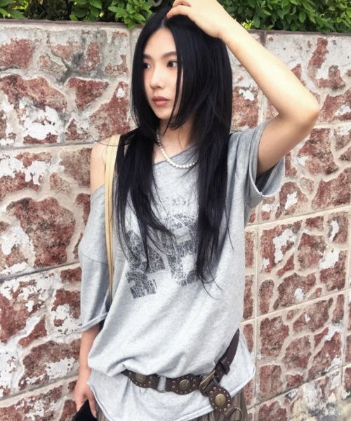 CHICKS(チックス)の「ノッティングヒルフェミニンワンショルダー半袖メランジ(Tシャツ/カットソー・レディース・その他・FREE)」の12枚目の写真