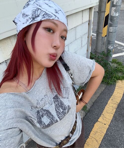 CHICKS(チックス)の「ノッティングヒルフェミニンワンショルダー半袖メランジ(Tシャツ/カットソー・レディース・その他・FREE)」の22枚目の写真