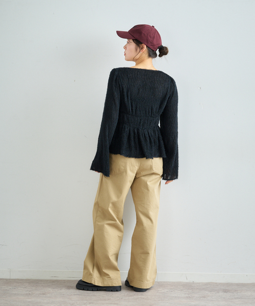 U by SPICK&SPAN（ユーバイスピックアンドスパン）の「シアーシャギースクエアネックブラウス（シャツ/ブラウス・レディース・ブラック/ホワイト・FREE）」の7枚目の写真