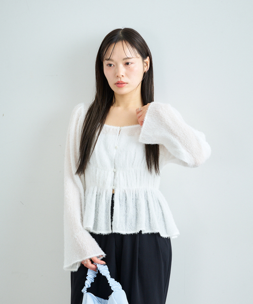 U by SPICK&SPAN（ユーバイスピックアンドスパン）の「シアーシャギースクエアネックブラウス（シャツ/ブラウス・レディース・ブラック/ホワイト・FREE）」の10枚目の写真