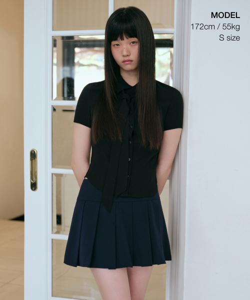 MUSINSA STANDARD WOMAN（ムシンサスタンダードウーマン）の「ウィメンズ ローライズプリーツミニスカート [ネイビー]（スカート・レディース・その他・LARGE/MEDIUM/SMALL/X-SMALL）」の7枚目の写真
