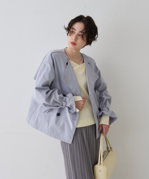 EMMA ROUGE VIF(エマルージュヴィフ)の「【一部店舗限定】ドレープスリットスリーブリブニット/トレンドニット/レイヤードトップス/春服/春ニット/アシンメトリー/オフィスカジュアル/フェミニン/通勤/手洗い可能(ニット/セーター・レディース・オフホワイト/ピンク/ライトベージュ・フリー)」の15枚目の写真