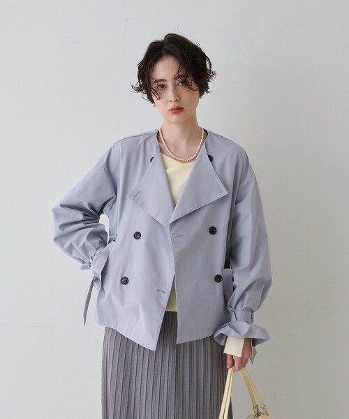 EMMA ROUGE VIF(エマルージュヴィフ)の「【一部店舗限定】ドレープスリットスリーブリブニット/トレンドニット/レイヤードトップス/春服/春ニット/アシンメトリー/オフィスカジュアル/フェミニン/通勤/手洗い可能(ニット/セーター・レディース・オフホワイト/ピンク/ライトベージュ・フリー)」の16枚目の写真