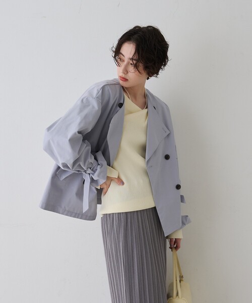 EMMA ROUGE VIF(エマルージュヴィフ)の「【一部店舗限定】ドレープスリットスリーブリブニット/トレンドニット/レイヤードトップス/春服/春ニット/アシンメトリー/オフィスカジュアル/フェミニン/通勤/手洗い可能(ニット/セーター・レディース・オフホワイト/ピンク/ライトベージュ・フリー)」の17枚目の写真