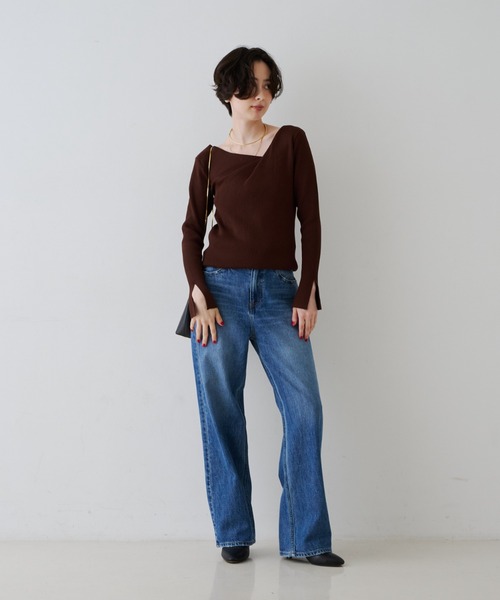 EMMA ROUGE VIF(エマルージュヴィフ)の「【一部店舗限定】ドレープスリットスリーブリブニット/トレンドニット/レイヤードトップス/秋ニット/アシンメトリー/オフィスカジュアル/フェミニン/通勤/手洗い可能(ニット/セーター・レディース・オフホワイト/ピンク/ライトベージュ/ブラウン・フリー)」の14枚目の写真