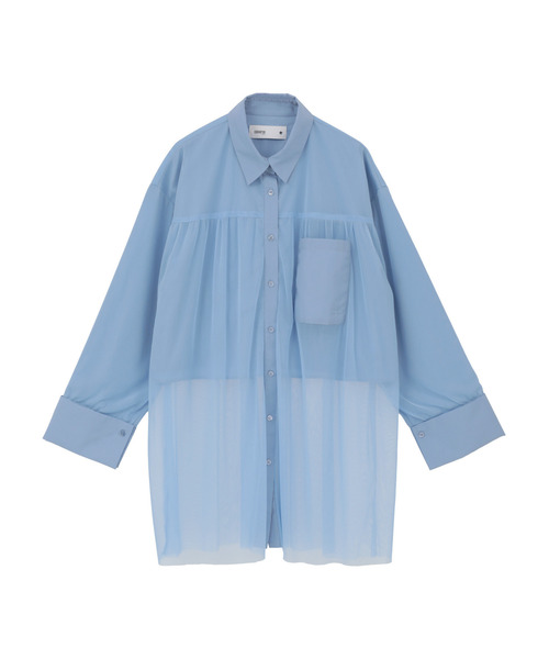 CONVERSE TOKYO（コンバーストウキョウ）の「TULLE LAYERED SHIRT（シャツ/ブラウス・レディース・ホワイト/ライトグレー/ピンク/ブルー・FREE）」の4枚目の写真