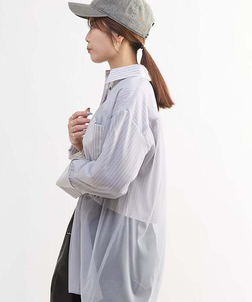 CONVERSE TOKYO（コンバーストウキョウ）の「TULLE LAYERED SHIRT（シャツ/ブラウス・レディース・ホワイト/ライトグレー/ピンク/ブルー・FREE）」の3枚目の写真