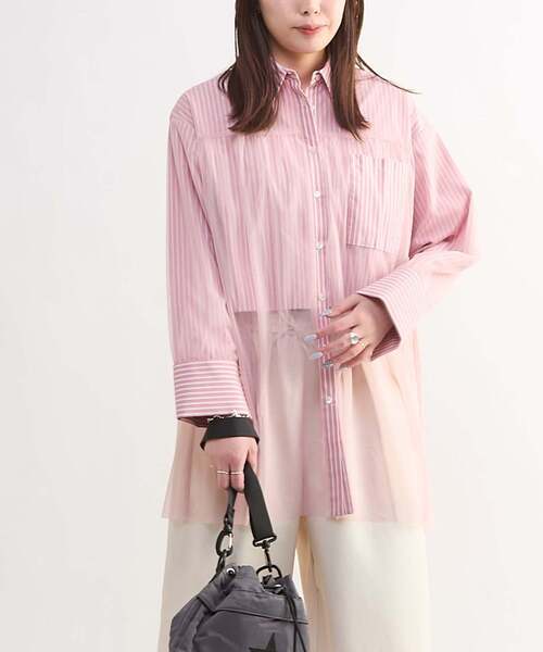 CONVERSE TOKYO（コンバーストウキョウ）の「TULLE LAYERED SHIRT（シャツ/ブラウス・レディース・ホワイト/ライトグレー/ピンク/ブルー・FREE）」の14枚目の写真