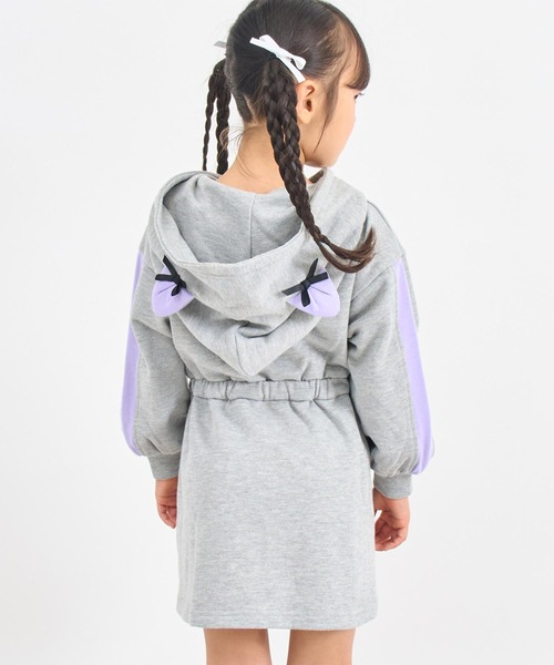 ANAP kids（アナップキッズ）の「リボン ネコ耳 フーディー スウェット ワンピース（ワンピース・キッズ・ラベンダー/ライトグレー・110/120/130）」の16枚目の写真