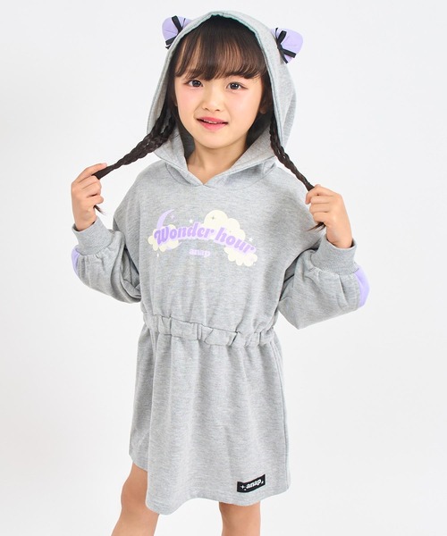 ANAP kids（アナップキッズ）の「リボン ネコ耳 フーディー スウェット ワンピース（ワンピース・キッズ・ラベンダー/ライトグレー・110/120/130）」の14枚目の写真