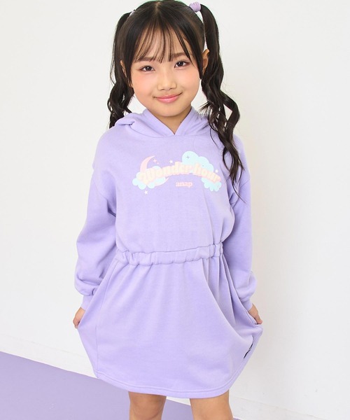 ANAP kids（アナップキッズ）の「リボン ネコ耳 フーディー スウェット ワンピース（ワンピース・キッズ・ラベンダー/ライトグレー・110/120/130）」の19枚目の写真