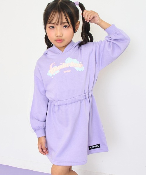 ANAP kids（アナップキッズ）の「リボン ネコ耳 フーディー スウェット ワンピース（ワンピース・キッズ・ラベンダー/ライトグレー・110/120/130）」の20枚目の写真