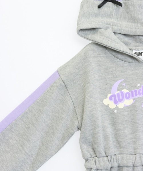ANAP kids（アナップキッズ）の「リボン ネコ耳 フーディー スウェット ワンピース（ワンピース・キッズ・ラベンダー/ライトグレー・110/120/130）」の8枚目の写真