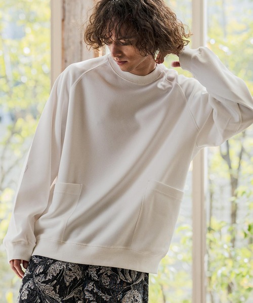 CAMBIO(カンビオ)の「mlt5587- サイドポケット鹿の子カットソー(Tシャツ/カットソー・メンズ・グレイッシュベージュ/ブラック/ホワイト・M/L/XL)」の5枚目の写真