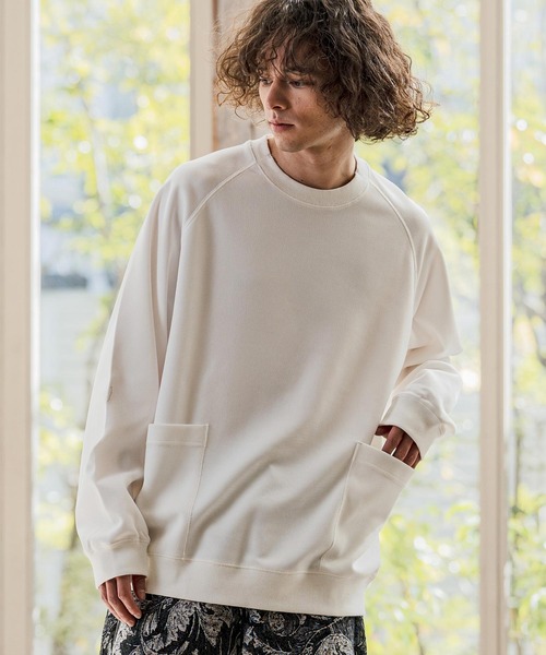 CAMBIO(カンビオ)の「mlt5587- サイドポケット鹿の子カットソー(Tシャツ/カットソー・メンズ・グレイッシュベージュ/ブラック/ホワイト・M/L/XL)」の6枚目の写真