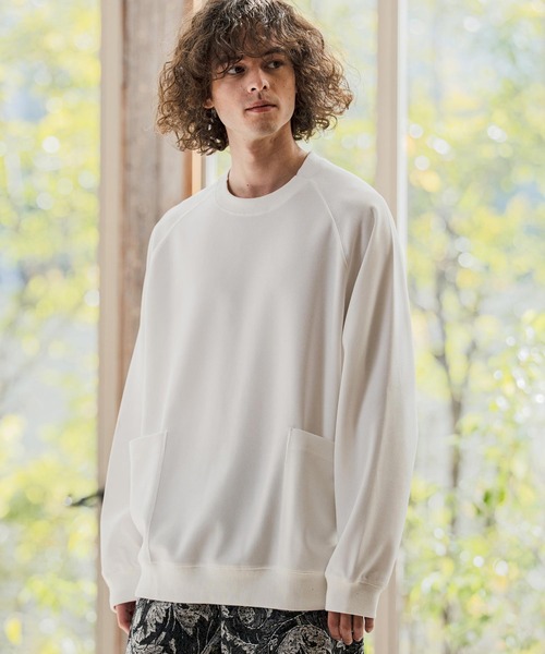 CAMBIO(カンビオ)の「mlt5587- サイドポケット鹿の子カットソー(Tシャツ/カットソー・メンズ・グレイッシュベージュ/ブラック/ホワイト・M/L/XL)」の7枚目の写真
