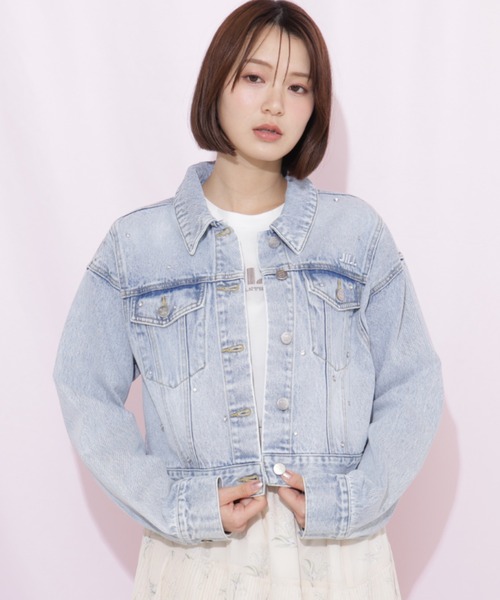 JILL by JILL STUART（ジルバイジルスチュアート）の「構築パネルデニムジャケット（デニムジャケット・レディース・ブルー/グレー・FREE）」の4枚目の写真