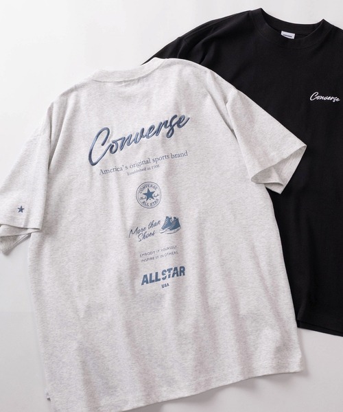 CONVERSE(コンバース)の「【71】【CONVERSE/コンバース】ワンポイント刺繍/ポケット刺繍/バックグラフィック クルーネックTシャツ/ユニセックス/レディース/メンズ(Tシャツ/カットソー・メンズ・ホワイト/ライトグレー系2/ライトグレー系/ブラック系1/グリーン系2/グリーン/グレー系1/グレー系2/ブラック/ホワイト系2/ホワイト系1/ブルー系1/ブルー系2/ブルー/グリーン系1/ライトグレー系1/グレー系/ブラック系2・M/L/XL)」の9枚目の写真
