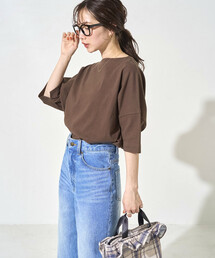 限定展開 ボートネック バスク 半袖 Tシャツ