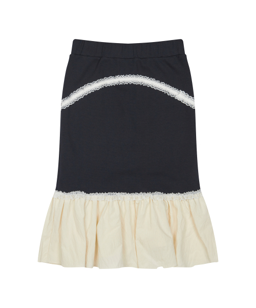 LUVISTRUE（ラヴイズトゥルー）の「CURVED L LACE MIDI SKIRT(NAVY)（スカート・レディース・その他・FREE）」の3枚目の写真