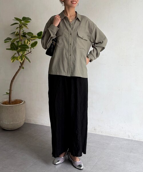 Chez toi（シェトワ）の「ウエーヴ柄ワイドパンツ（その他パンツ・レディース・ブラック/ライム/ベージュ・FREE）」の8枚目の写真