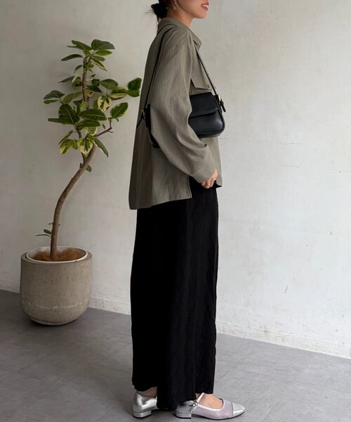 Chez toi（シェトワ）の「ウエーヴ柄ワイドパンツ（その他パンツ・レディース・ブラック/ライム/ベージュ・FREE）」の10枚目の写真