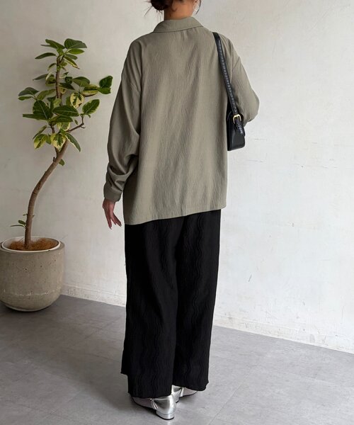 Chez toi（シェトワ）の「ウエーヴ柄ワイドパンツ（その他パンツ・レディース・ブラック/ライム/ベージュ・FREE）」の11枚目の写真