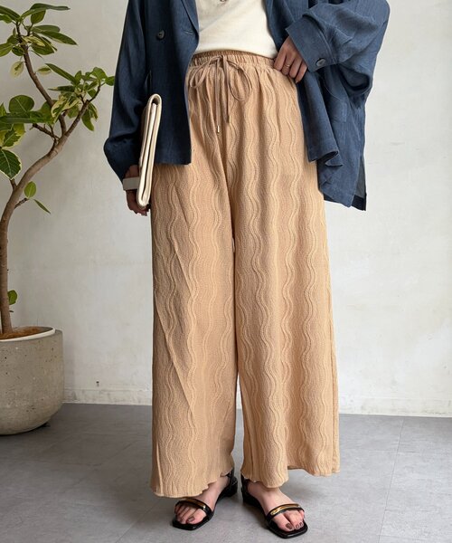 Chez toi（シェトワ）の「ウエーヴ柄ワイドパンツ（その他パンツ・レディース・ブラック/ライム/ベージュ・FREE）」の13枚目の写真