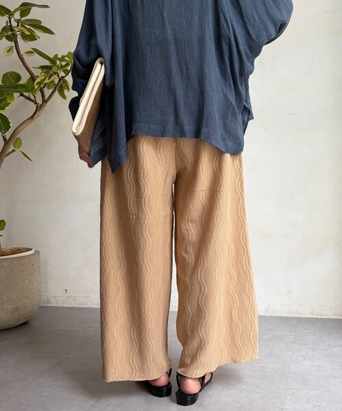 Chez toi（シェトワ）の「ウエーヴ柄ワイドパンツ（その他パンツ・レディース・ブラック/ライム/ベージュ・FREE）」の15枚目の写真