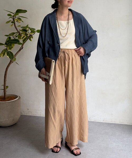 Chez toi（シェトワ）の「ウエーヴ柄ワイドパンツ（その他パンツ・レディース・ブラック/ライム/ベージュ・FREE）」の16枚目の写真