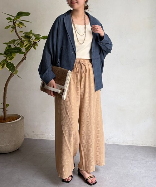 Chez toi（シェトワ）の「ウエーヴ柄ワイドパンツ（その他パンツ・レディース・ブラック/ライム/ベージュ・FREE）」の17枚目の写真