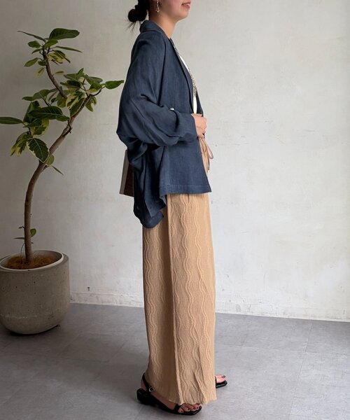 Chez toi（シェトワ）の「ウエーヴ柄ワイドパンツ（その他パンツ・レディース・ブラック/ライム/ベージュ・FREE）」の18枚目の写真