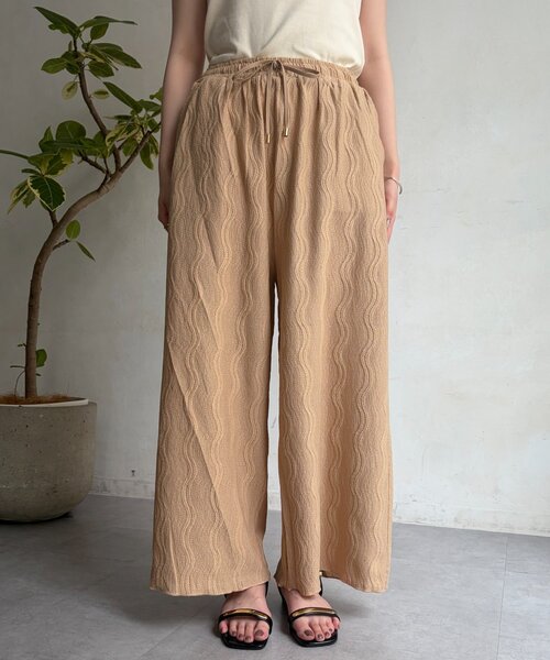 Chez toi（シェトワ）の「ウエーヴ柄ワイドパンツ（その他パンツ・レディース・ブラック/ライム/ベージュ・FREE）」の20枚目の写真