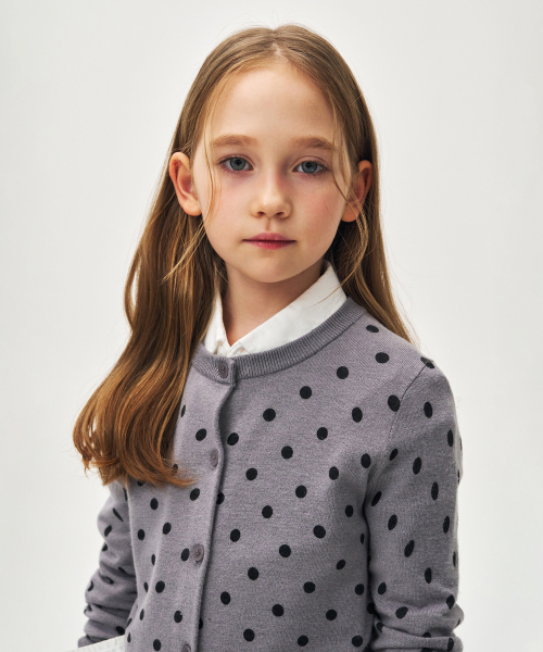 Пуловер‑кардиган Polar dot round‑neck — в среднем зелёном оттенке