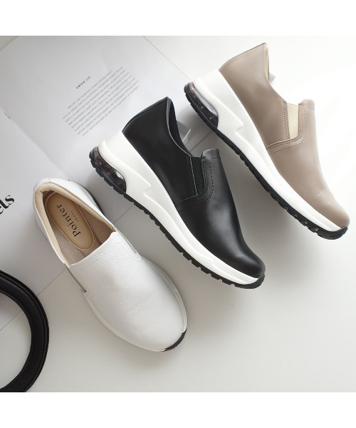 Pointer(shoes)(ポインター)の「【日本製・本革】4.5cmヒール スリッポンシューズ(スリッポン・レディース・グレー系その他/ブラック/ネイビー/ホワイト/グレイッシュベージュ・24.5cm/23cm/22.5cm/23.5cm/24cm)」の18枚目の写真